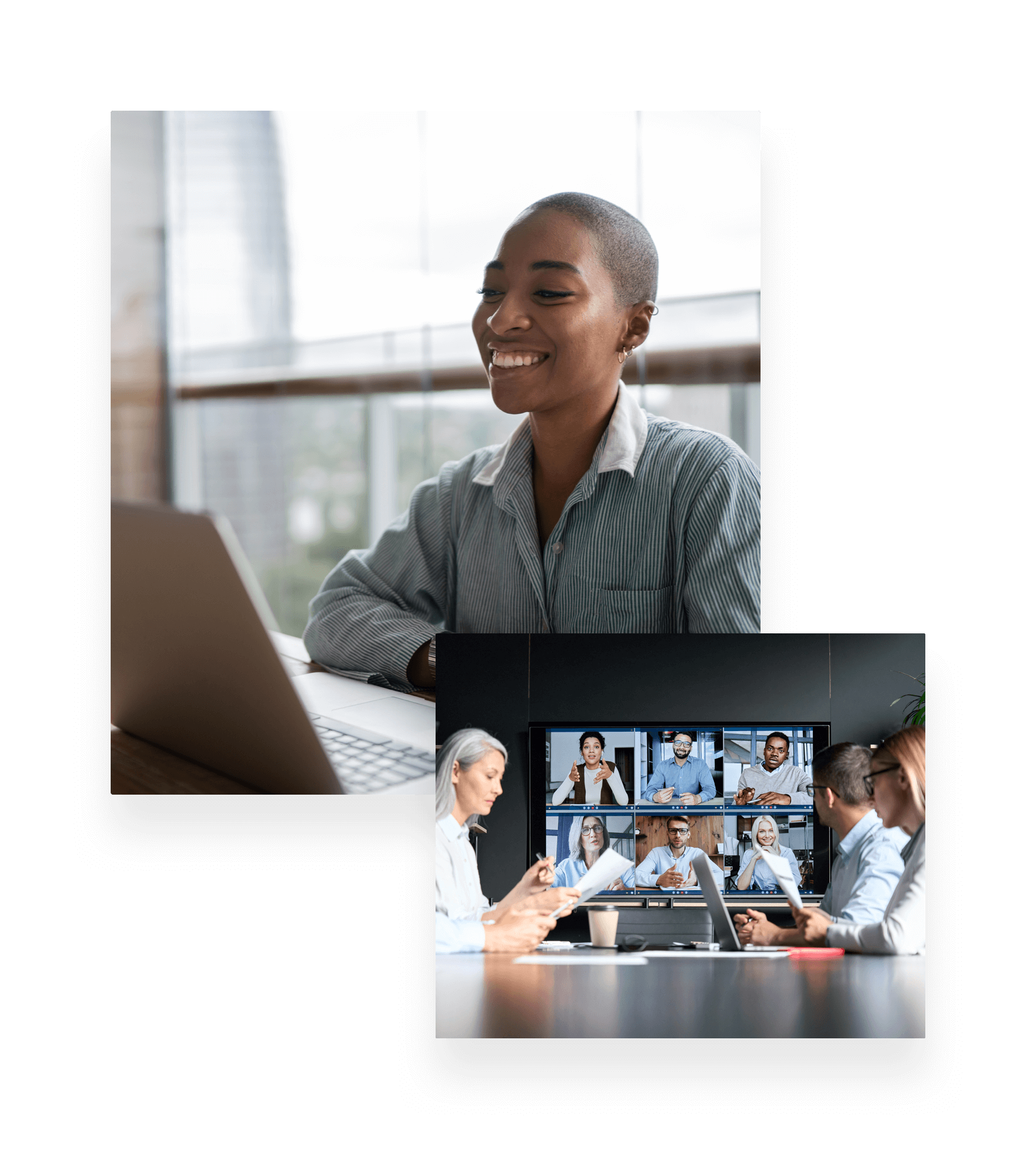 Young woman working and doing a virtual business meeting on laptop at home